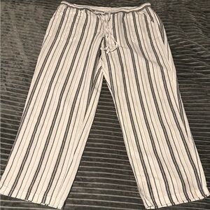 Liz Claiborne White and Black Striped Linen Pants